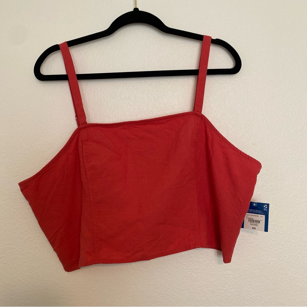 Arizona Smocked Back Crop Top Coral Red Sz XXL NWT